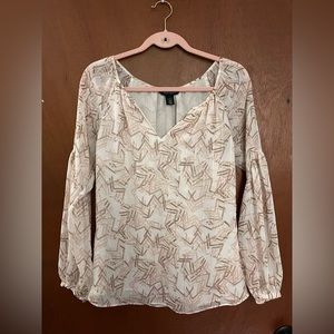 Geometric Balloon Sleeves Blouse